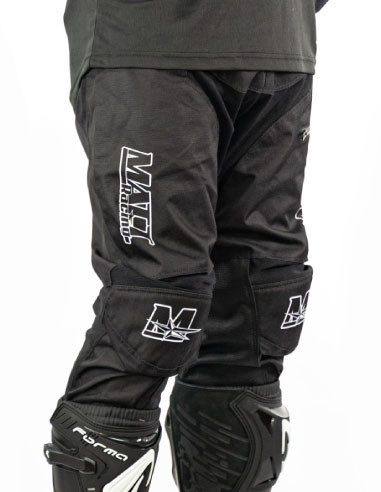 black moto-cross country, enduro, mountain bike and downhill gear. Jersey, pants, gloves. Simple but effective. low price.